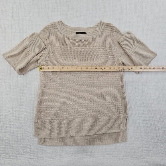 Tahari 100% Linen Lightweight Sweater Women's Medium Knit Dolman Sleeve Taupe - Picture 7 of 12